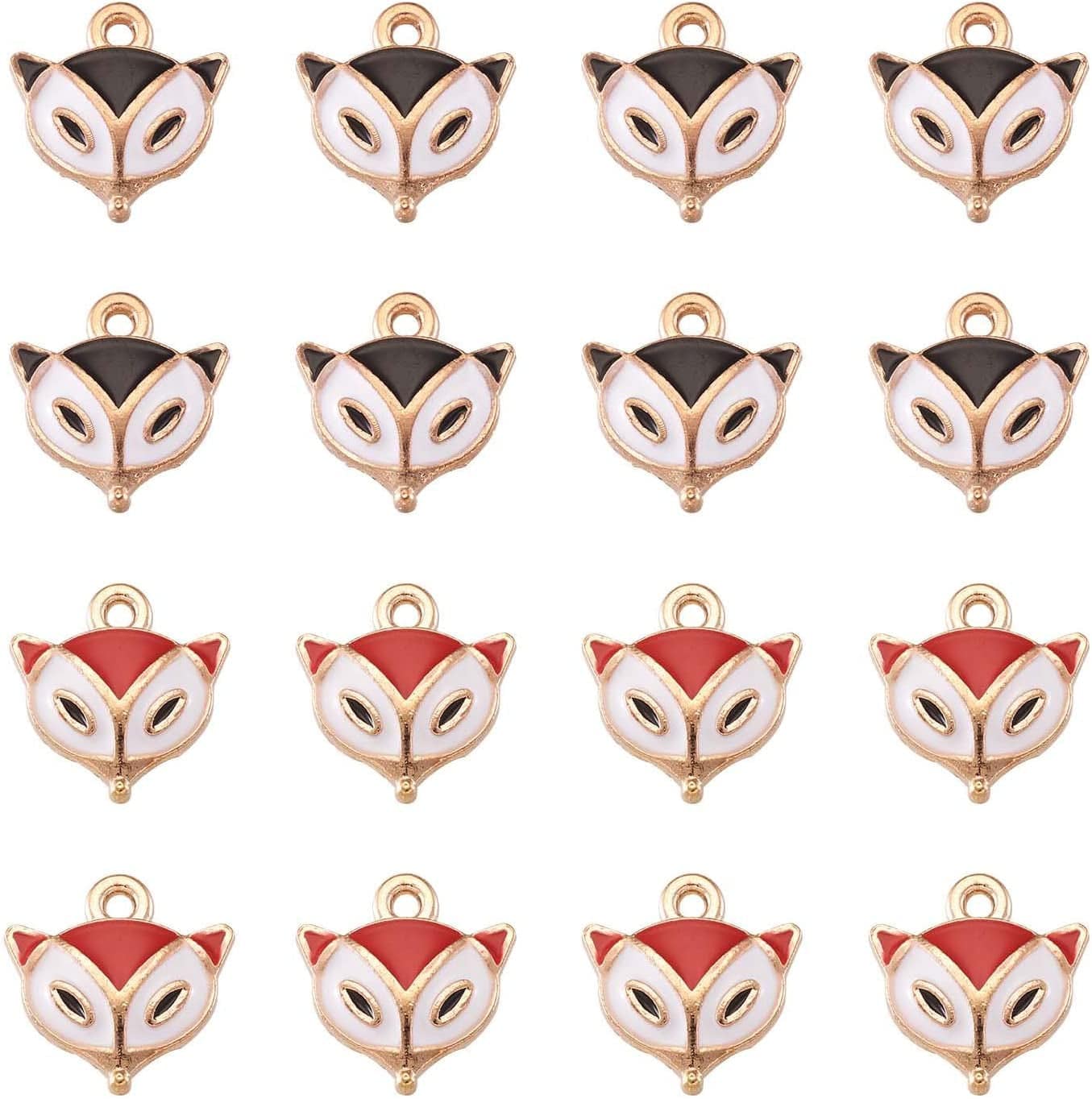 40Pcs Food Theme Enamel Pendant 20 Styles Light Gold Plated Donut Lollipop Ice Cream Cup Cake Bubble Tea Milk Dangle Charm for Earring Bracelet Necklace Jewelry Making White & Red Fox