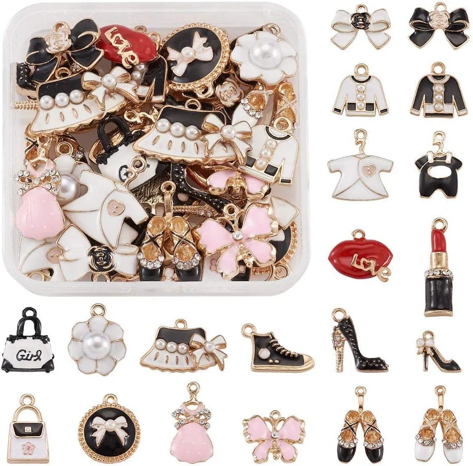 40Pcs Food Theme Enamel Pendant 20 Styles Light Gold Plated Donut Lollipop Ice Cream Cup Cake Bubble Tea Milk Dangle Charm for Earring Bracelet Necklace Jewelry Making Colorful Make Up Theme