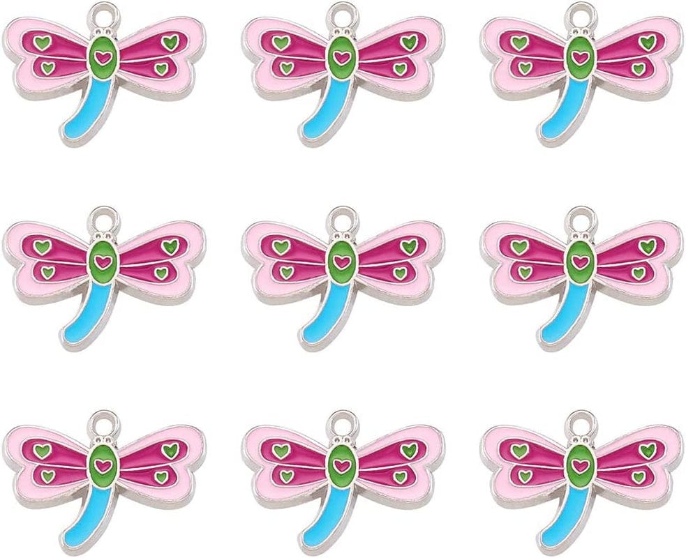 40Pcs Food Theme Enamel Pendant 20 Styles Light Gold Plated Donut Lollipop Ice Cream Cup Cake Bubble Tea Milk Dangle Charm for Earring Bracelet Necklace Jewelry Making Colorful Dragonfly