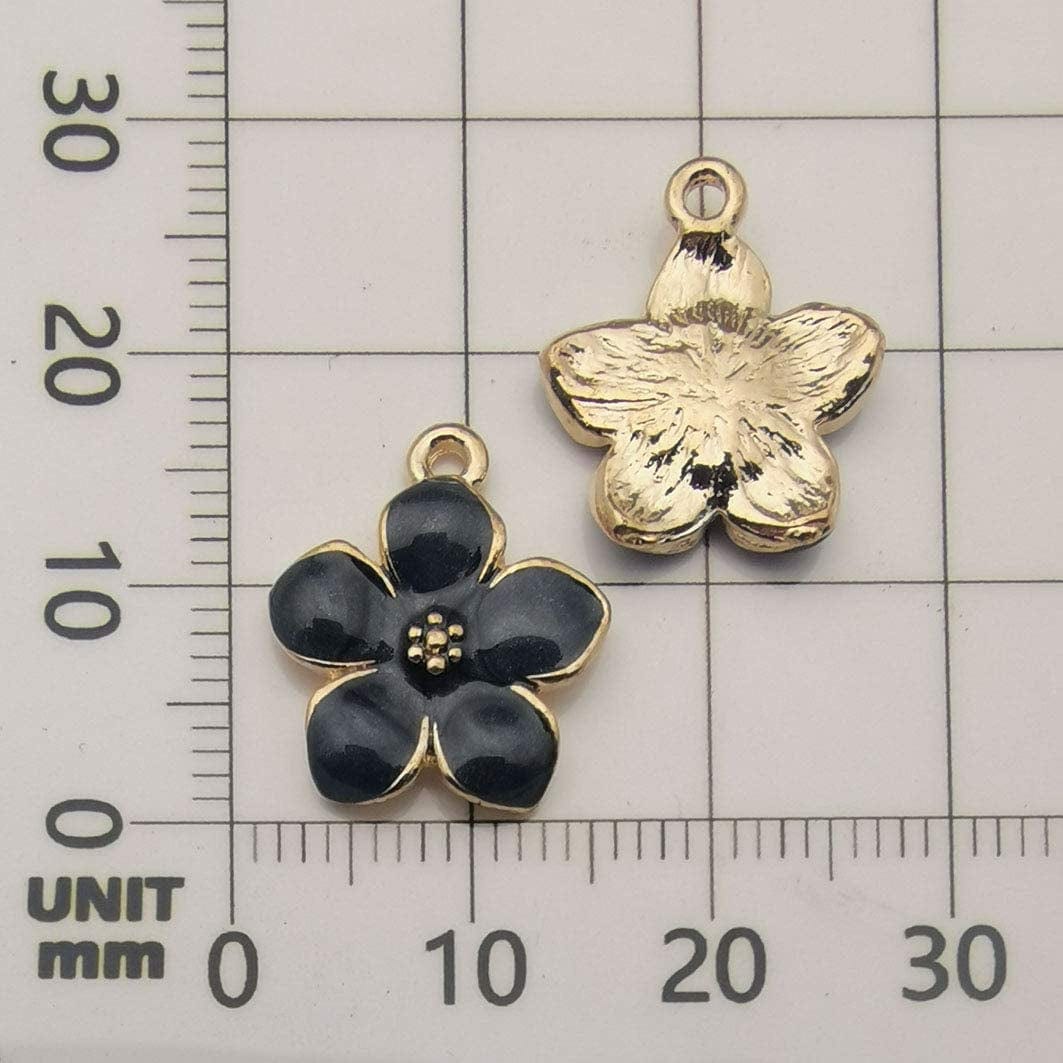 40Pcs Gold Plated Enamel Cherry Blossoms Flower Charms Pendant for Jewelry Making Necklace Bracelet Earring DIY Jewelry Accessories Charms (M208)