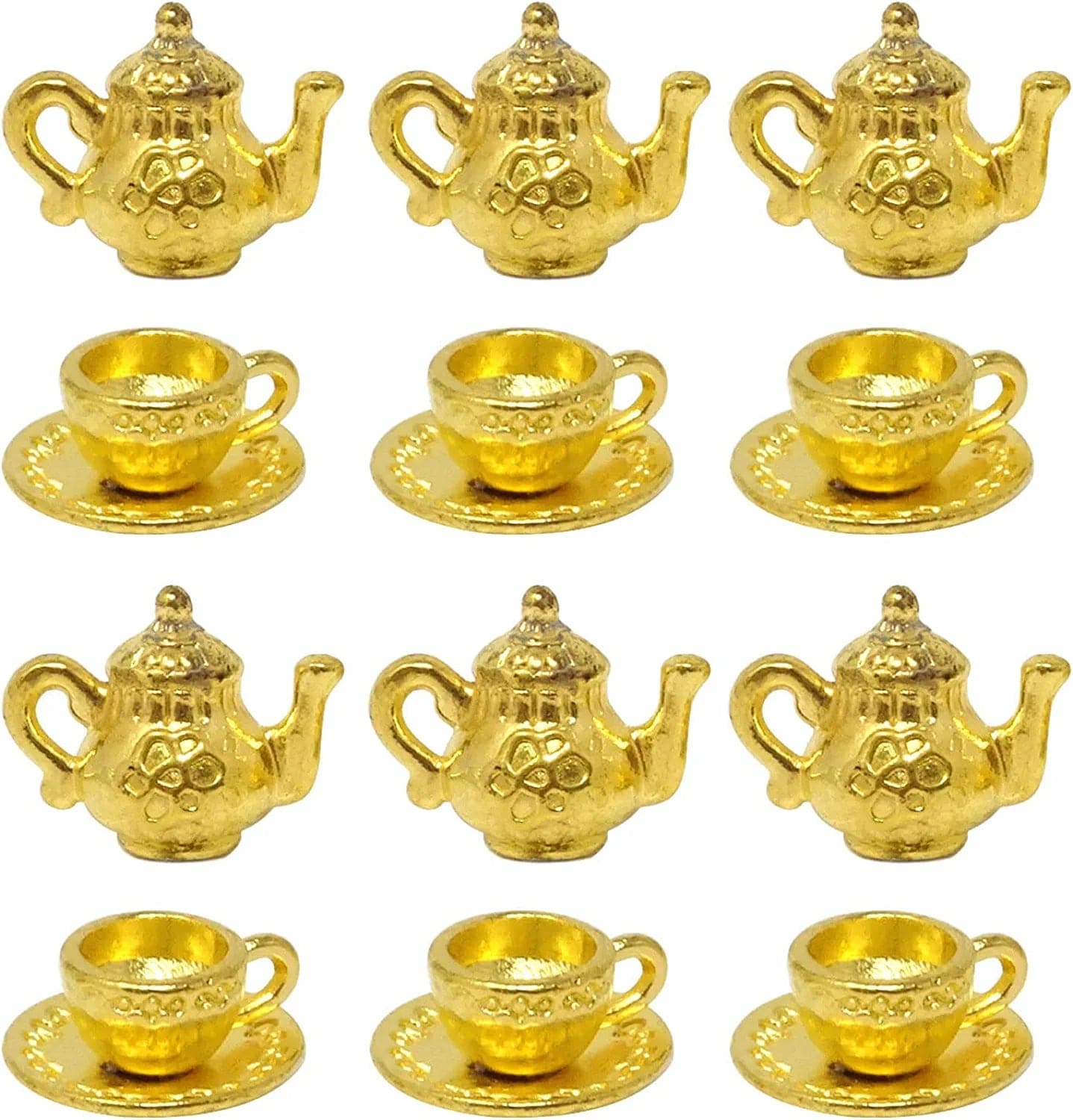 40PCS Metal Teapot Tea Cup Charms Pendant Antique Silver Plated Coffee Mug Jewelry Findings for DIY Necklace Earring Bracelet Keychain Craft Making gold