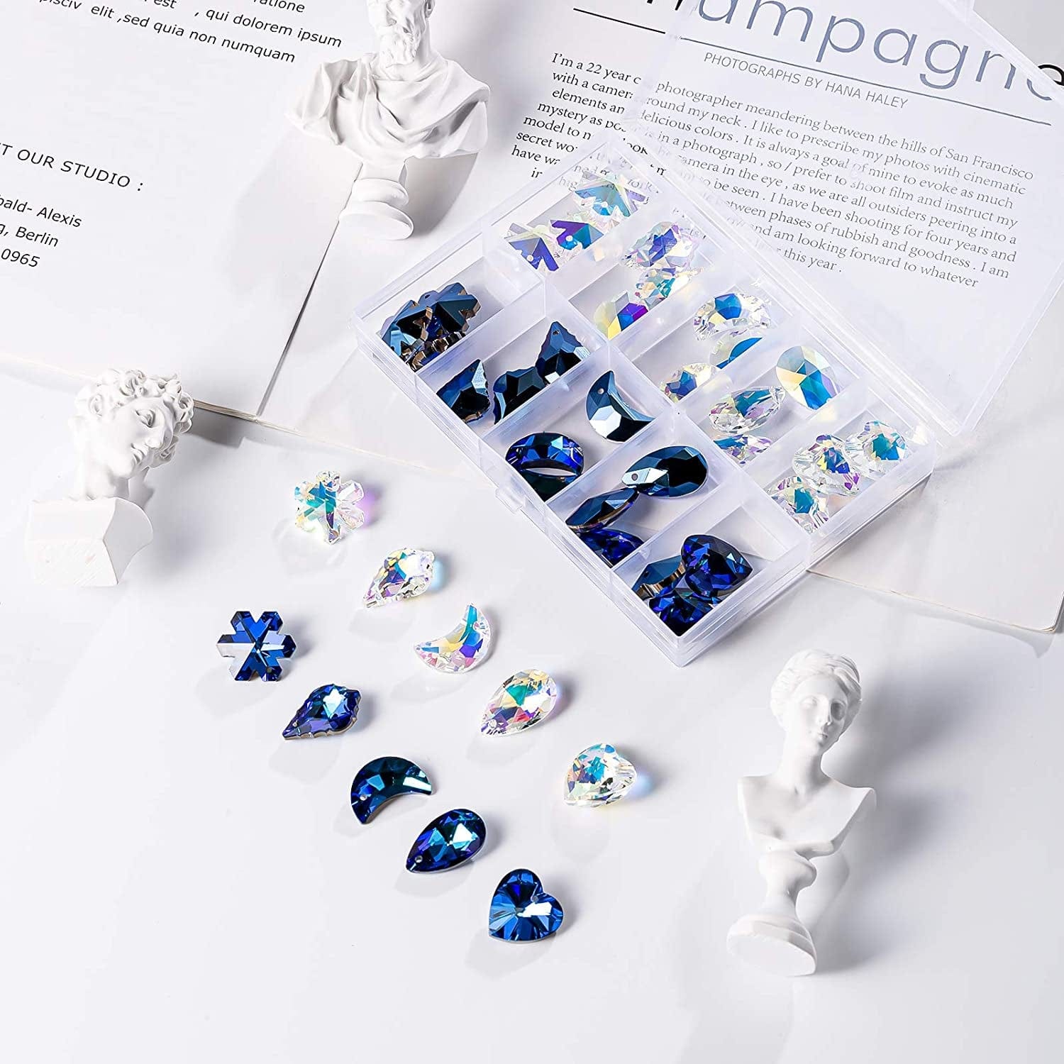 40Pcsmix Shapes Loose Beads Charms Crystal Pendant for Jewelry Making Bulk Lot Necklace Earrings Bracelet Craft Findings (Mixed Shape Crystal Pendant)