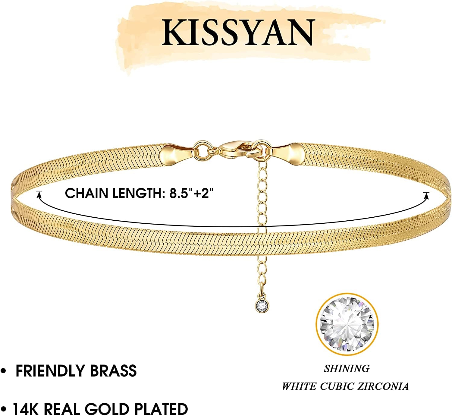 Kissyan Gold Ankle Bracelets for Women, Dainty 14K Gold Plated Anklets Cuban Link Chain Ankles Adjustable Snake Tennis Anklet Bracelet Tiny Beach Foot Jewelry Gifts for Women Girls Apparel & Accessories > Jewelry > Anklets KissYan
