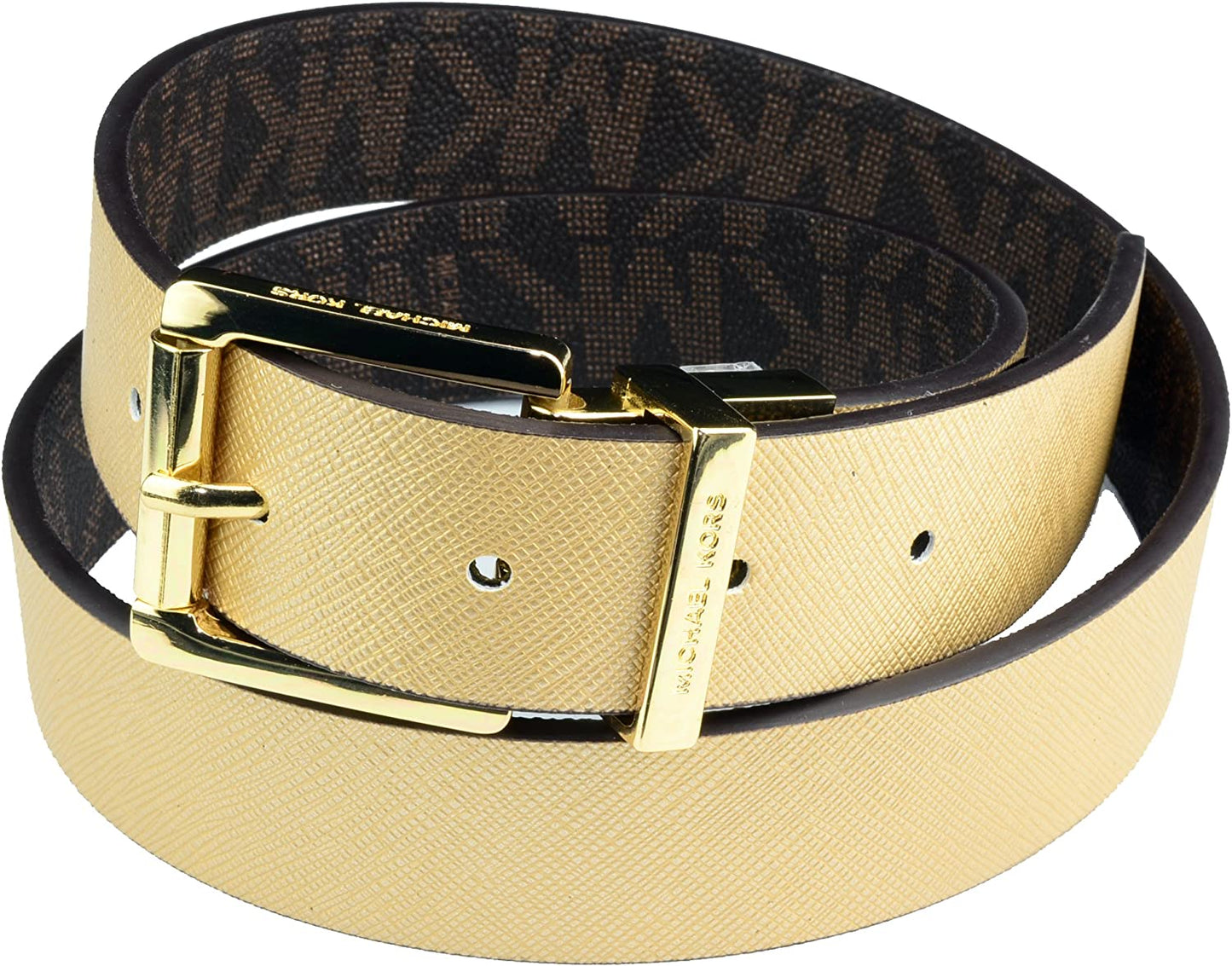Michael Kors Womens Reversible MK Logo Gold Buckle Brown/Gold Belt Large Apparel & Accessories > Clothing Accessories > Belts Michael Kors