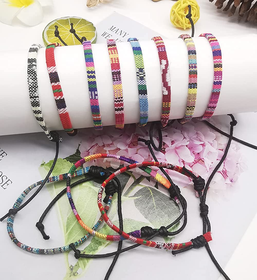 FINZOR 20PCS Ankle Bracelet Adjustable Boho Surfer Anklet Bracelet Thin Rope Unisex Handmade Beach Anklet Boho Colorful Ankle Bracelet Bohemia Anklet Chain Jewelry Festival Accessories Apparel & Accessories > Jewelry > Anklets FINZOR