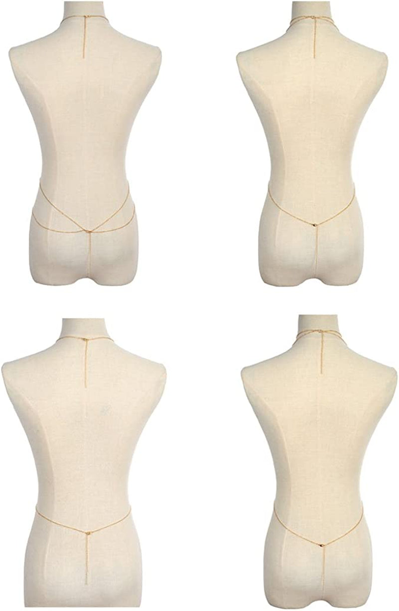 Tornito 4-8Pcs Sexy Body Chain Belly Waist Chain Necklace Summer Beach Crossover Bikini Bra Body Jewelry for Women Gold Tone Apparel & Accessories > Jewelry > Body Jewelry Tornito