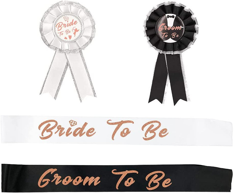SWYOUN Bride to Be Sash Groom to Be Sash Bachelorette Party Supplies Bride to Be and Groom to Be Rosette Badge Bridal Shower Decorations Apparel & Accessories > Clothing Accessories > Sashes SWYOUN