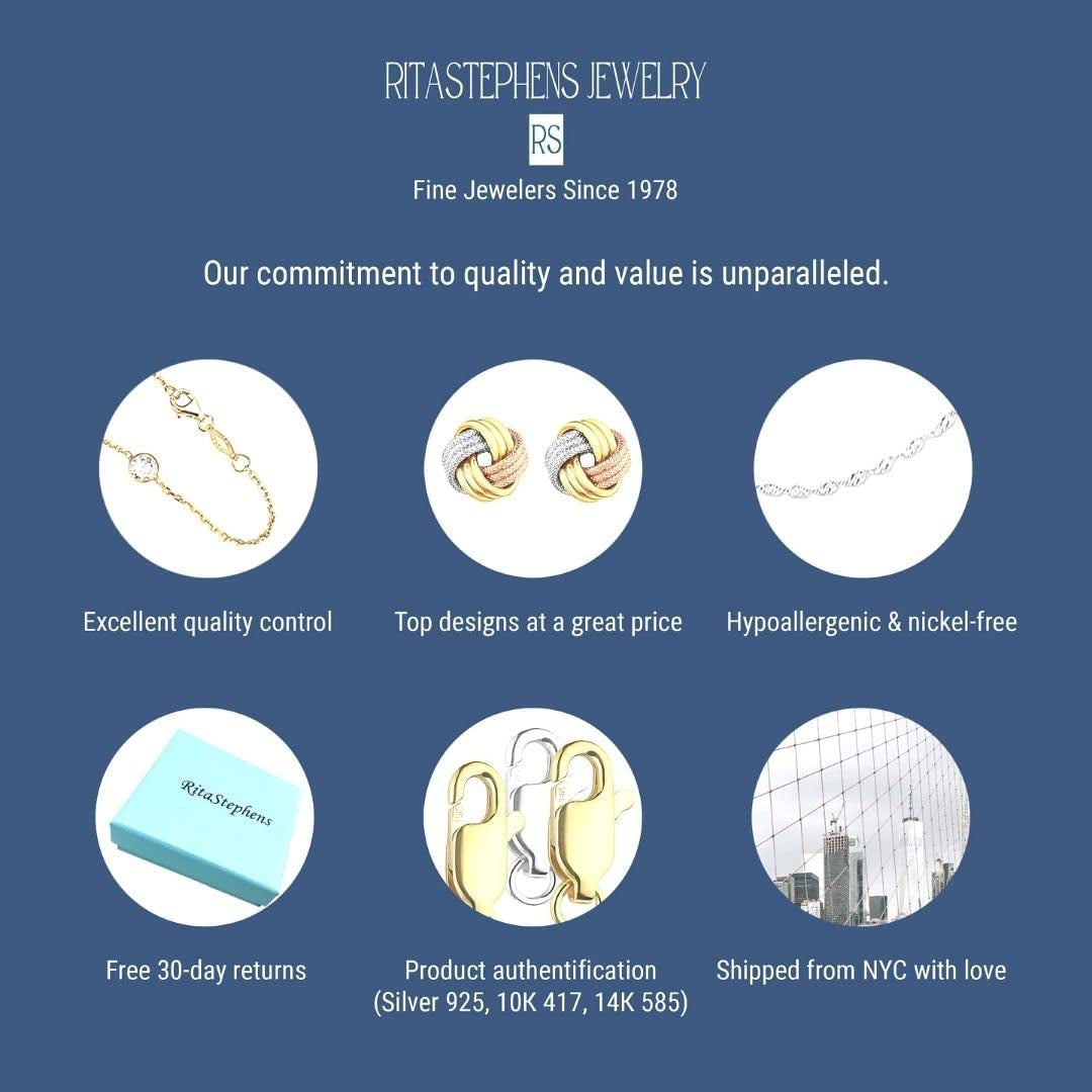 Ritastephens 14K White Rose Gold Fancy Heart Dangle Anklet Ankle Bracelet 10 Inches Apparel & Accessories > Jewelry > Anklets Ritastephens