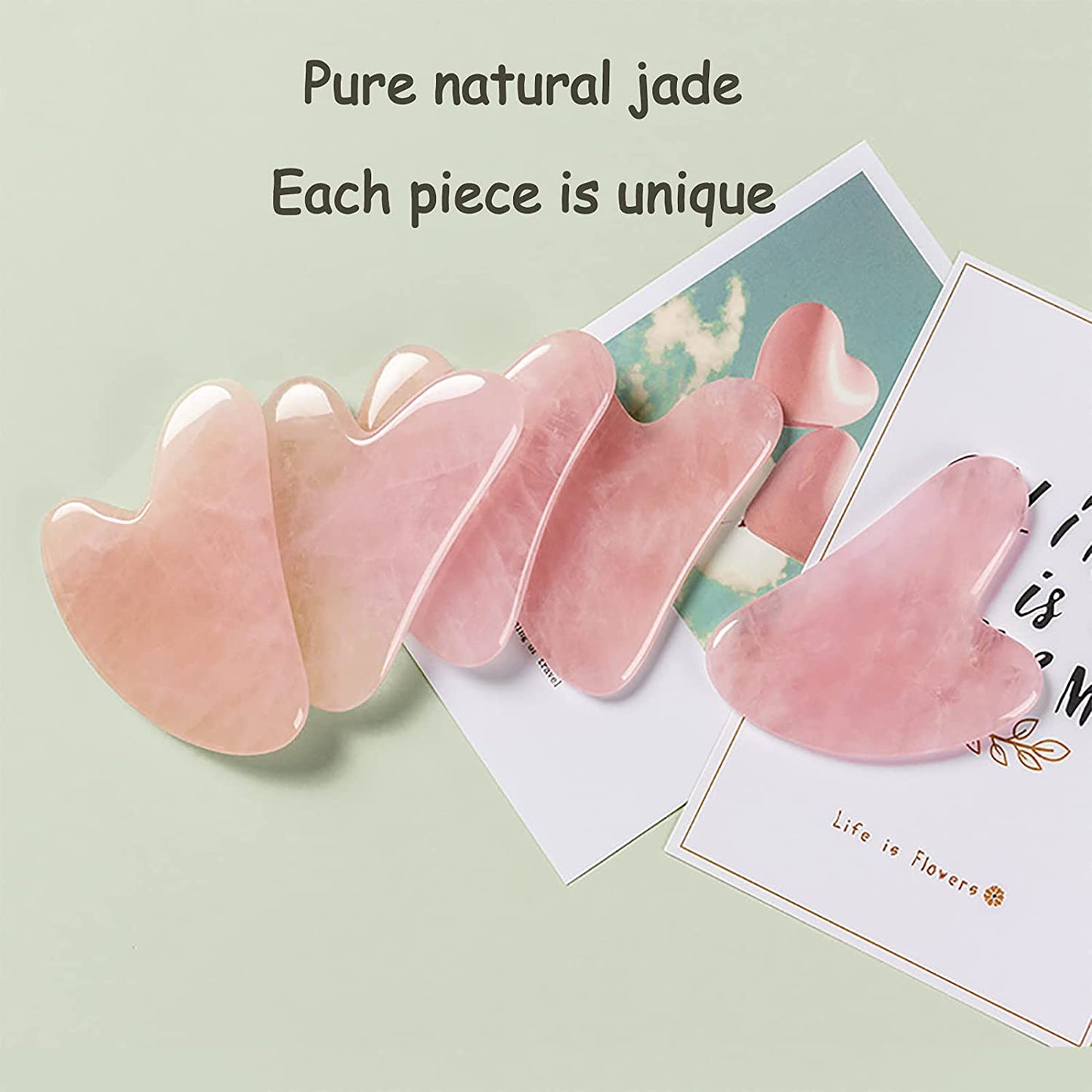 Gua Sha Massage Tool, Natural Jade Rose Quartz Gua Sha Stone Neck Body SPA Acupuncture Therapy Point, Guasha Tool to Face Health & Beauty > Personal Care > Cosmetics > Cosmetic Tools > Skin Care Tools Peyzee