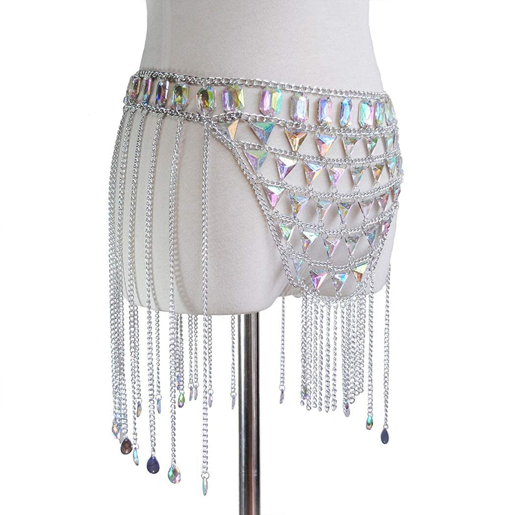 Canb Rhinestone Body Chains Sexy Body Belly Waist Skirt Chain Festival Body Jewelry for Women and Girls (Ⅱ) Apparel & Accessories > Jewelry > Body Jewelry CanB