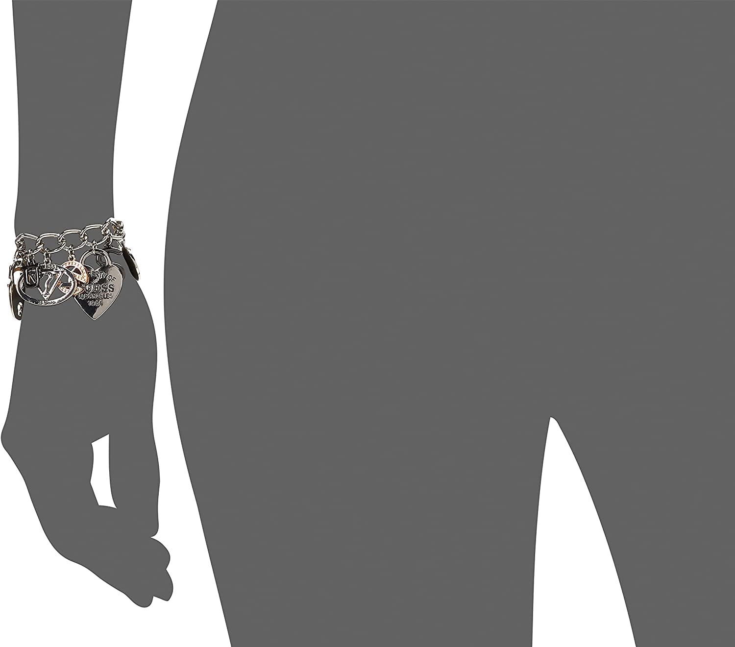 GUESS "Basic Mixed Metal Logo Charm Toggle Charm Bracelet Apparel & Accessories > Jewelry > Bracelets GUESS