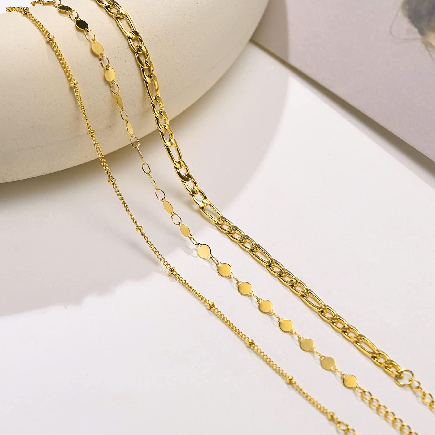 MEALGUET Women Gold Chain Anklet Bracelet : Stylish 18K Gold Plated Stainless Steel Minimalist Boho Style Layered Dainty Ankle Bracelet for Her, Summer Jewelry Gifts for Her Girl Apparel & Accessories > Jewelry > Anklets Mealguet