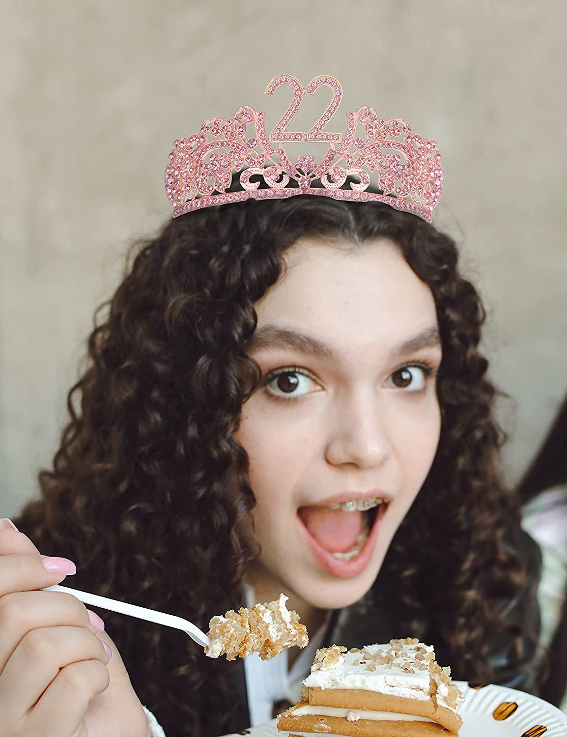 Verymerrymakering 22Th Birthday Sash and Tiara for Girls - Fabulous Set: Glitter Sash + Flowers Rhinestone Pink Premium Metal Tiara for Girls, 22Th Birthday Gifts for 22Th Birthday Party Apparel & Accessories > Clothing Accessories > Sashes VeryMerryMakering
