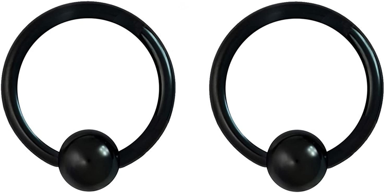 Forbidden Body Jewelry 316L Surgical Steel Captive Bead Piercing Hoop (Pair) 10G 12G 14G 16G 18G 20G, Diameter 6 to 12Mm Black and Rainbow Apparel & Accessories > Jewelry > Rings Forbidden Body Jewelry Black: 16g, 8mm