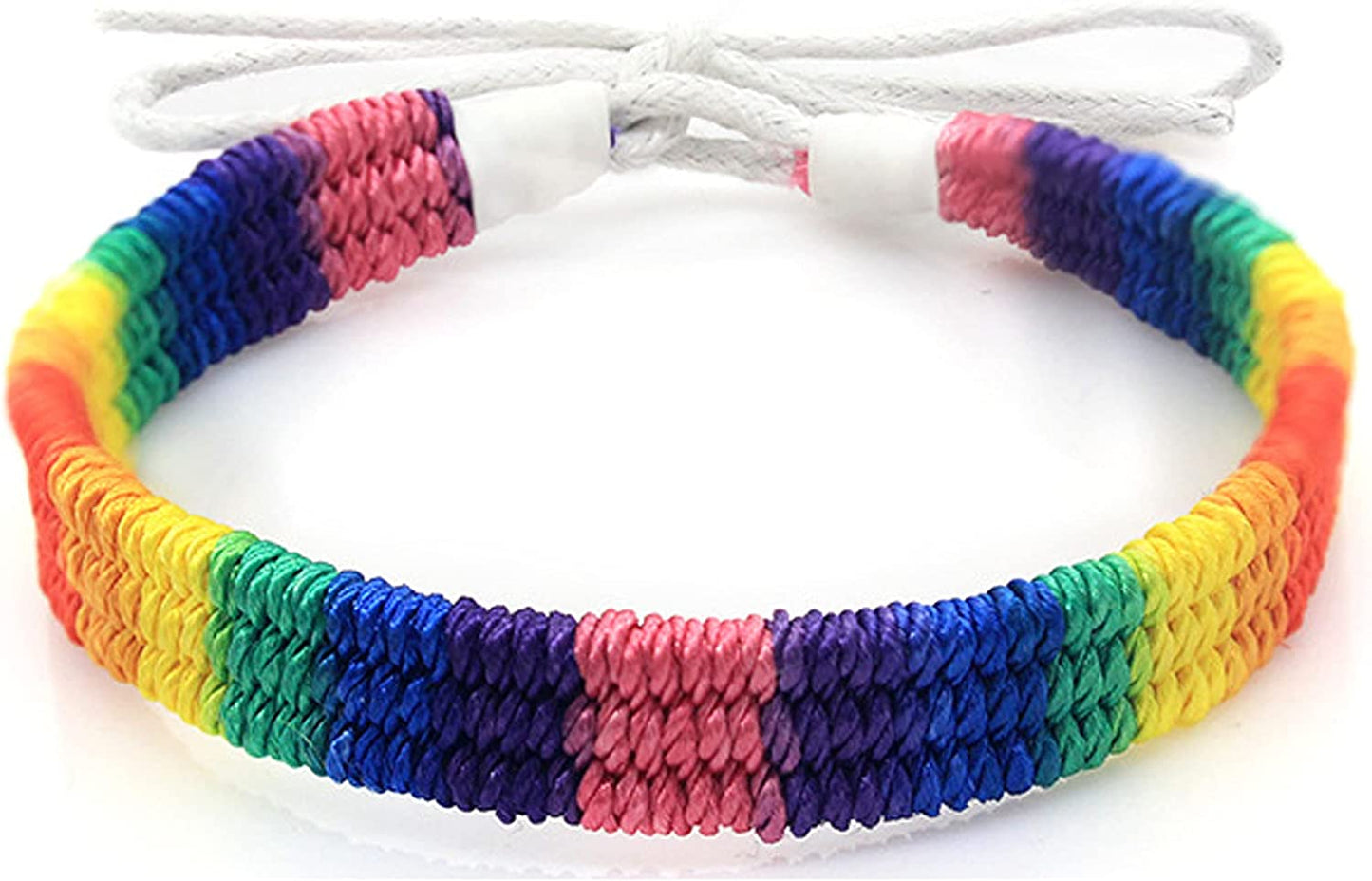 Nanafast Rainbow LGBT Pride Bracelet Handmade Braided Friendship String Bracelet for Gay & Lesbian LGBTQ Wristband Adjustable Size Apparel & Accessories > Jewelry > Anklets Nanafast White String-Leather