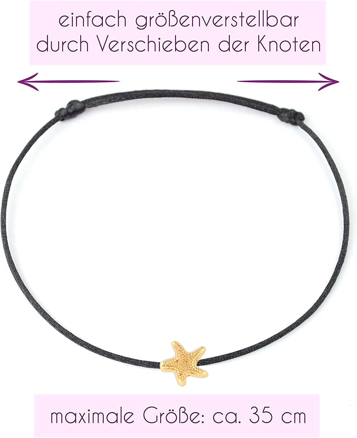 Selfmade Jewelry Anklet with Starfish Silver - Black Foot Chain Beach Jewelry Handmade Ankle Bracelet Adjustable Size Apparel & Accessories > Jewelry > Anklets Selfmade Jewelry