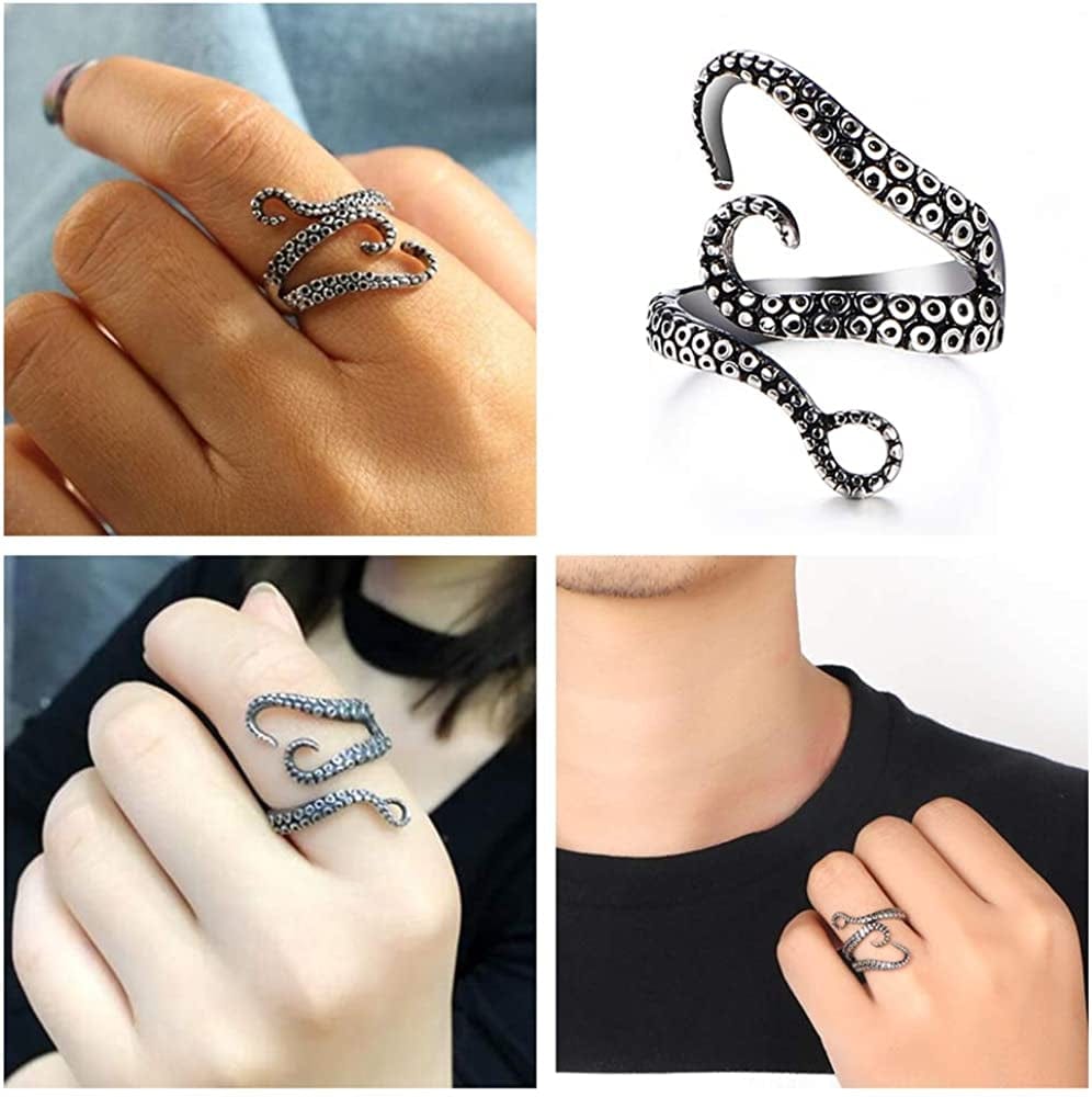 41Pc Fashion Boho Knuckle Rings Set for Women Girls Men, Vintage Retro Crystal Bohemian Midi Rings, Joint Nail Band Cuff Toe Statement Finger Rings, Snake Octopus Elephant Feather (41 Pcs a Set)