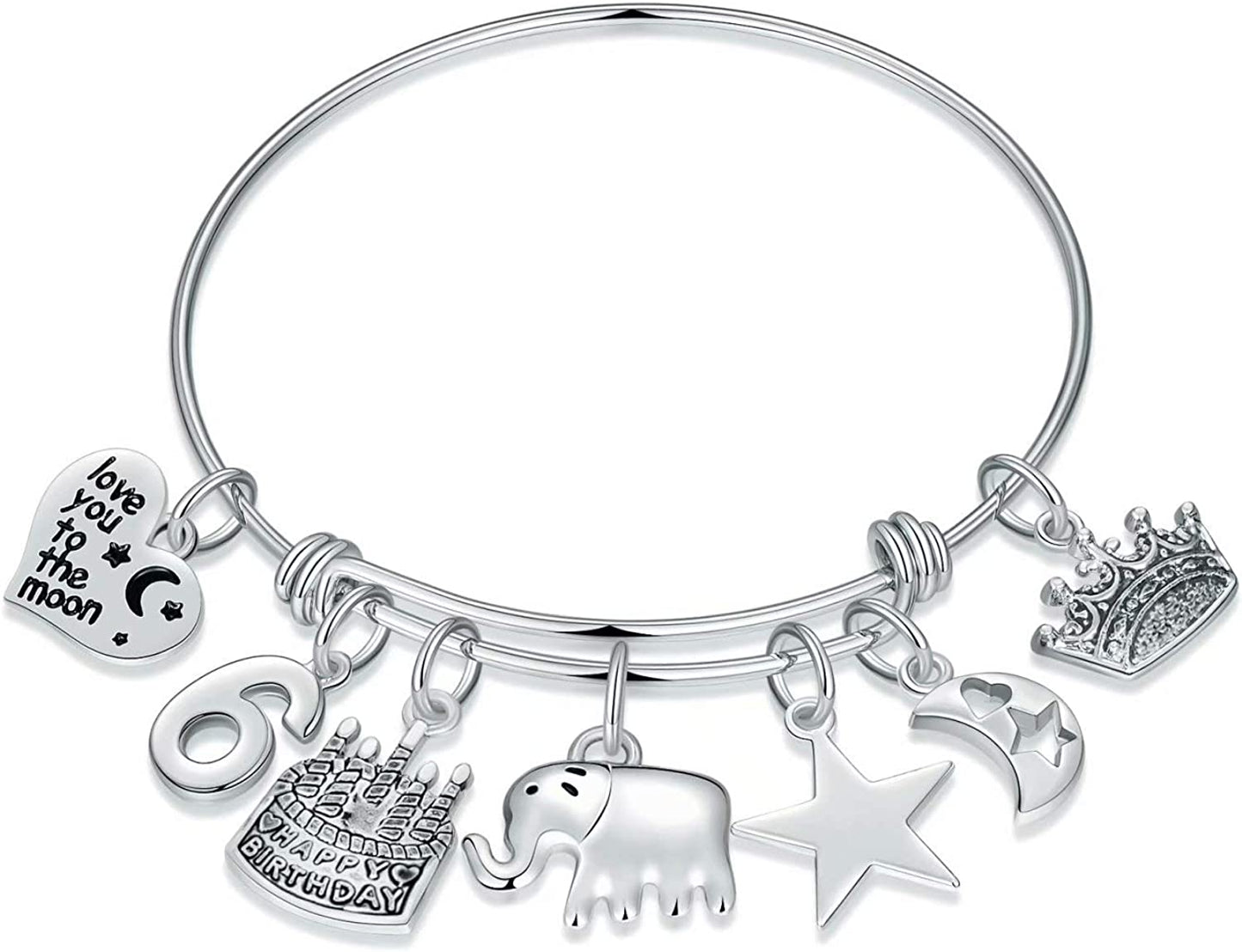 Birthday Gifts for Women Girls Bracelet, Expandable Charm Bracelets 5Th 6Th 7Th 8Th 9Th 10Th 20Th 30Th 40Th 50Th 60Th 70Th 80Th 90Th Birthday Gift for Friend, Mom, Daughter, Niece, Sister, Grandma Apparel & Accessories > Jewelry > Bracelets M MOOHAM "6th"