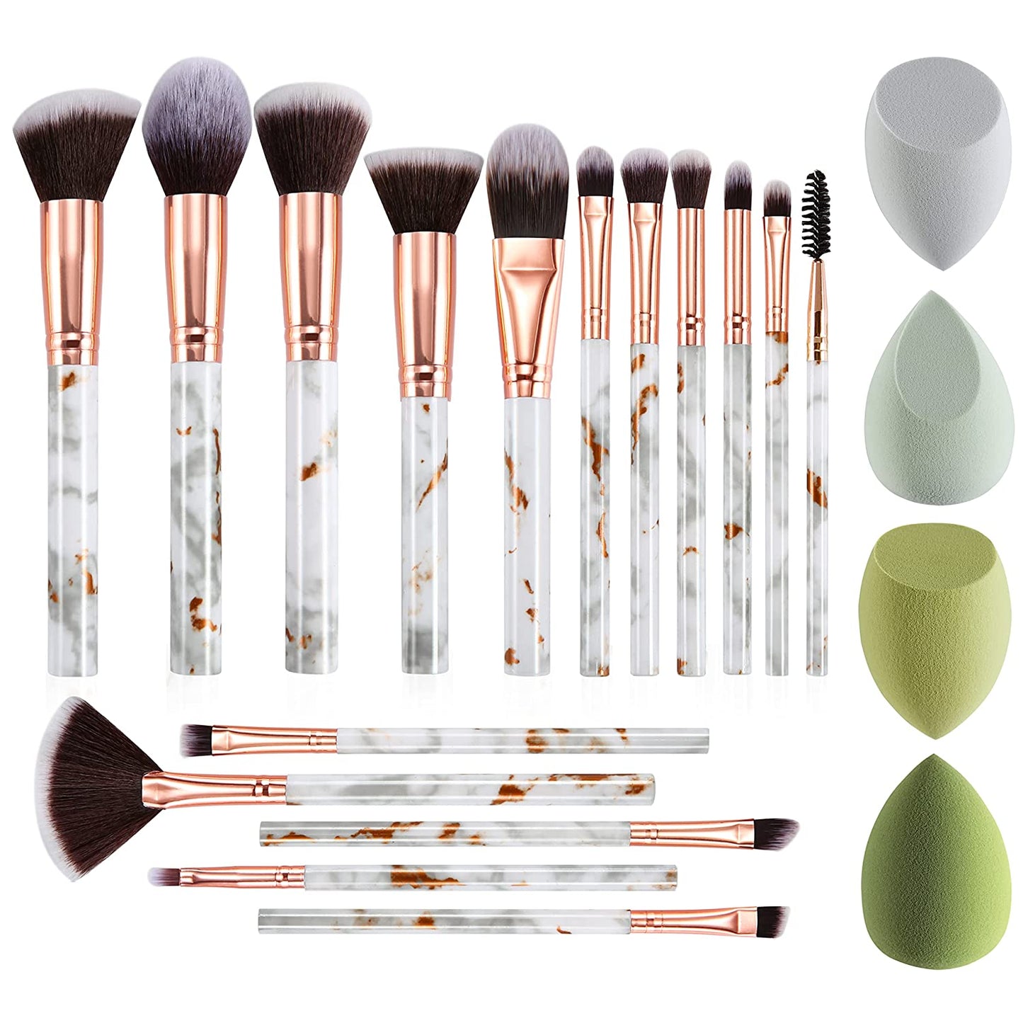 DUAIU Makeup Brushes 16PCS Marble Handle Professional Makeup Brushes Set with 4Pcs Makeup Sponge Blenders and 1 Brush Cleaner Foundation Brushes Eyeshadow Brush Lip Brush Set Make up Tool Health & Beauty > Personal Care > Cosmetics > Cosmetic Tools > Makeup Tools DUAIU C Green