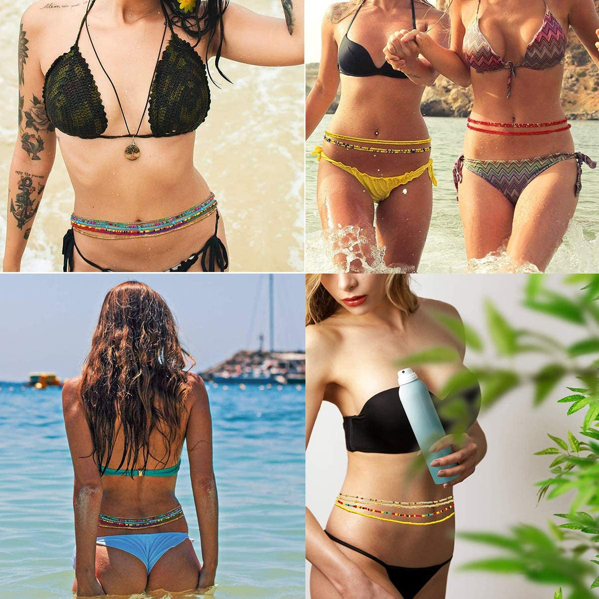 Waist Beads for Women Colorful Waist Bead African Beaded Body Chain Waist Belly Chain Stretchy Elastic String Waist Chain Summer Bikini Jewelry for Woman 33.5Inch Apparel & Accessories > Jewelry > Body Jewelry Cooluckday