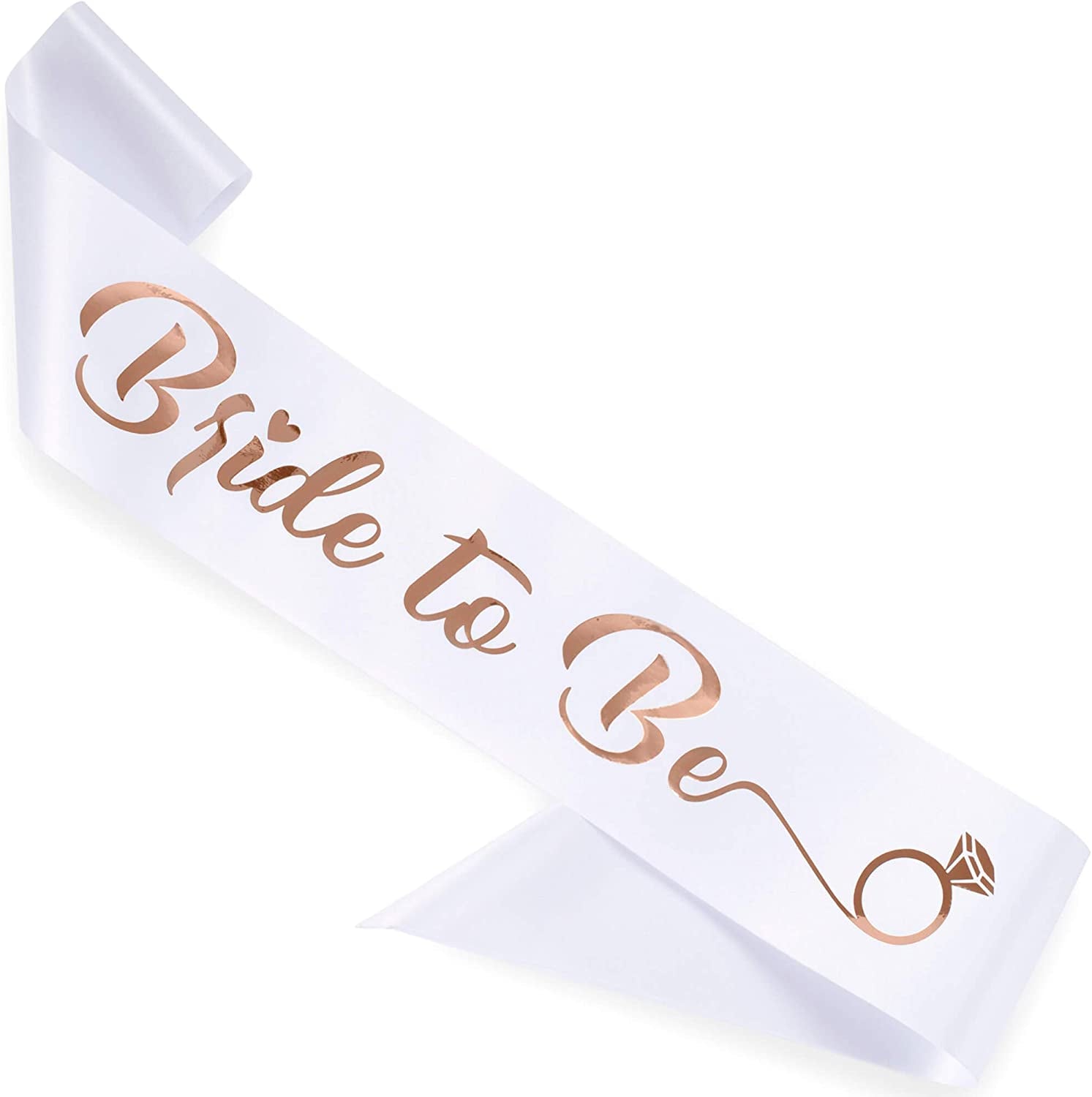 CORRURE 'Bride to Be' Bachelorette Party Sash - Bridal Shower White Satin Sash with Rose Gold Foil Lettering - Hen Party Decorations Supplies Accessories, Wedding Engagement Party Favors Gift Apparel & Accessories > Clothing Accessories > Sashes CORRURE White - Rose Gold