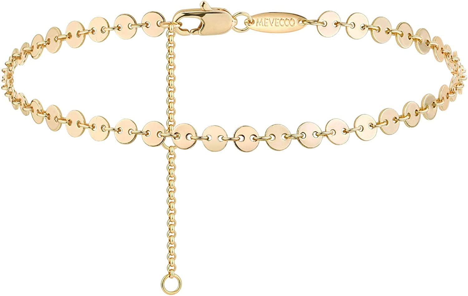 Mevecco Gold Evil Eye Charm Anklet,14K Gold Plated Boho Beach Dainty Cute Tiny Lucky Star Foot Chain Ankle Bracelet Silver Beaded Chain Anklet for Women Apparel & Accessories > Jewelry > Anklets MEVECCO Coin
