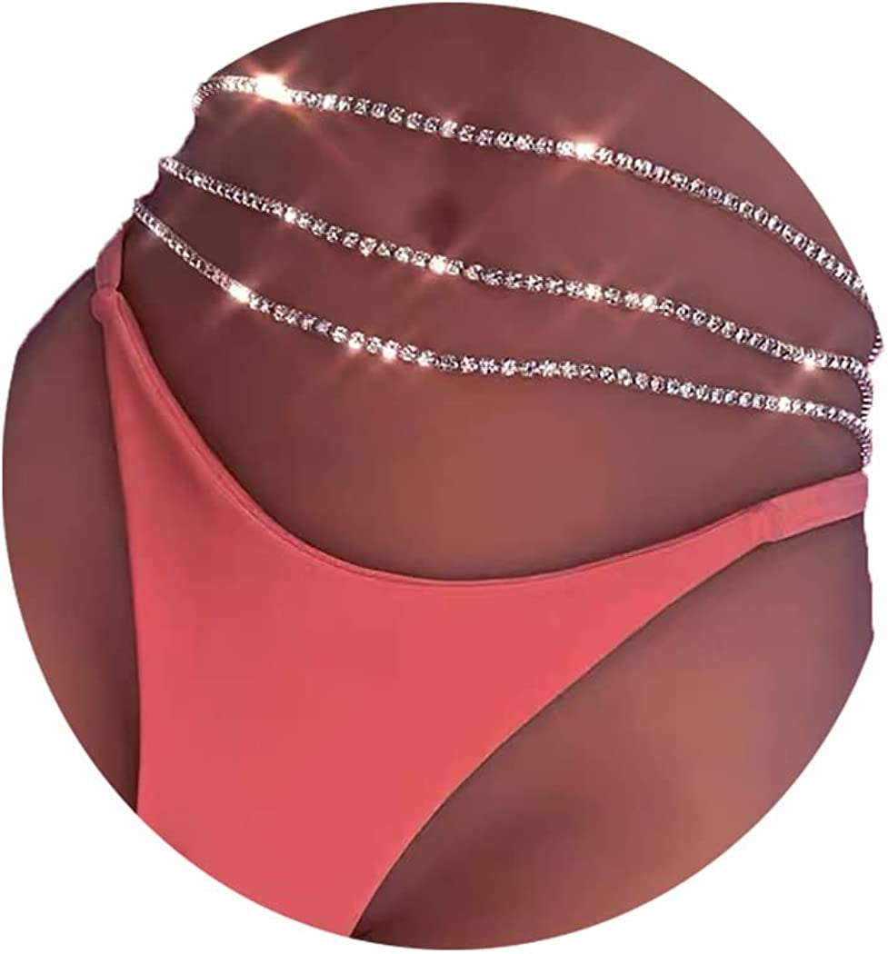 Rhinestone Layered Body Chain Sliver Sexy Crystal Metal Belly Waist Chains Evening Rave Nightclub Multilayered Adjustable Body Accessories Jewelry for Women(3Pcs) Apparel & Accessories > Jewelry > Body Jewelry Generic