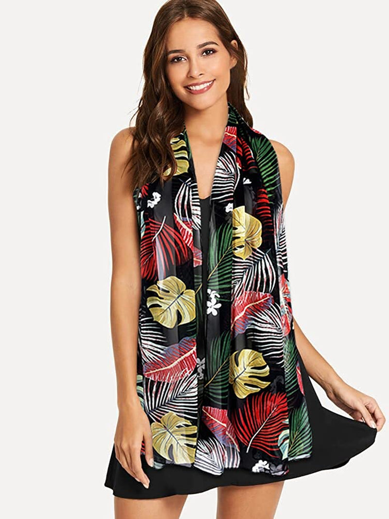 GERINLY Summer Scarfs for Women Lightweight Peony Print Hawaiian Wrap Beach Shawl Cotton Voile Head Scarf Apparel & Accessories > Clothing Accessories > Scarves & Shawls GERINLY