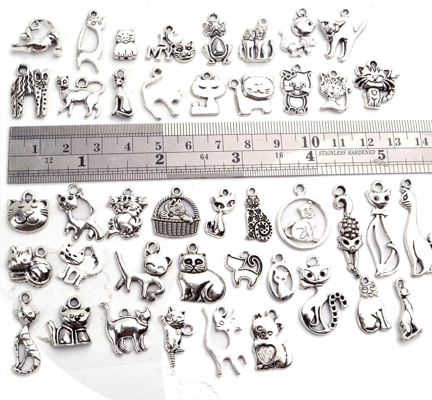 42Pcs Antique Tibetan Silver Animals Charms Alloy Cat Charms Pendants Jewelry Making Accessories for DIY Necklace Bracelet Keychain