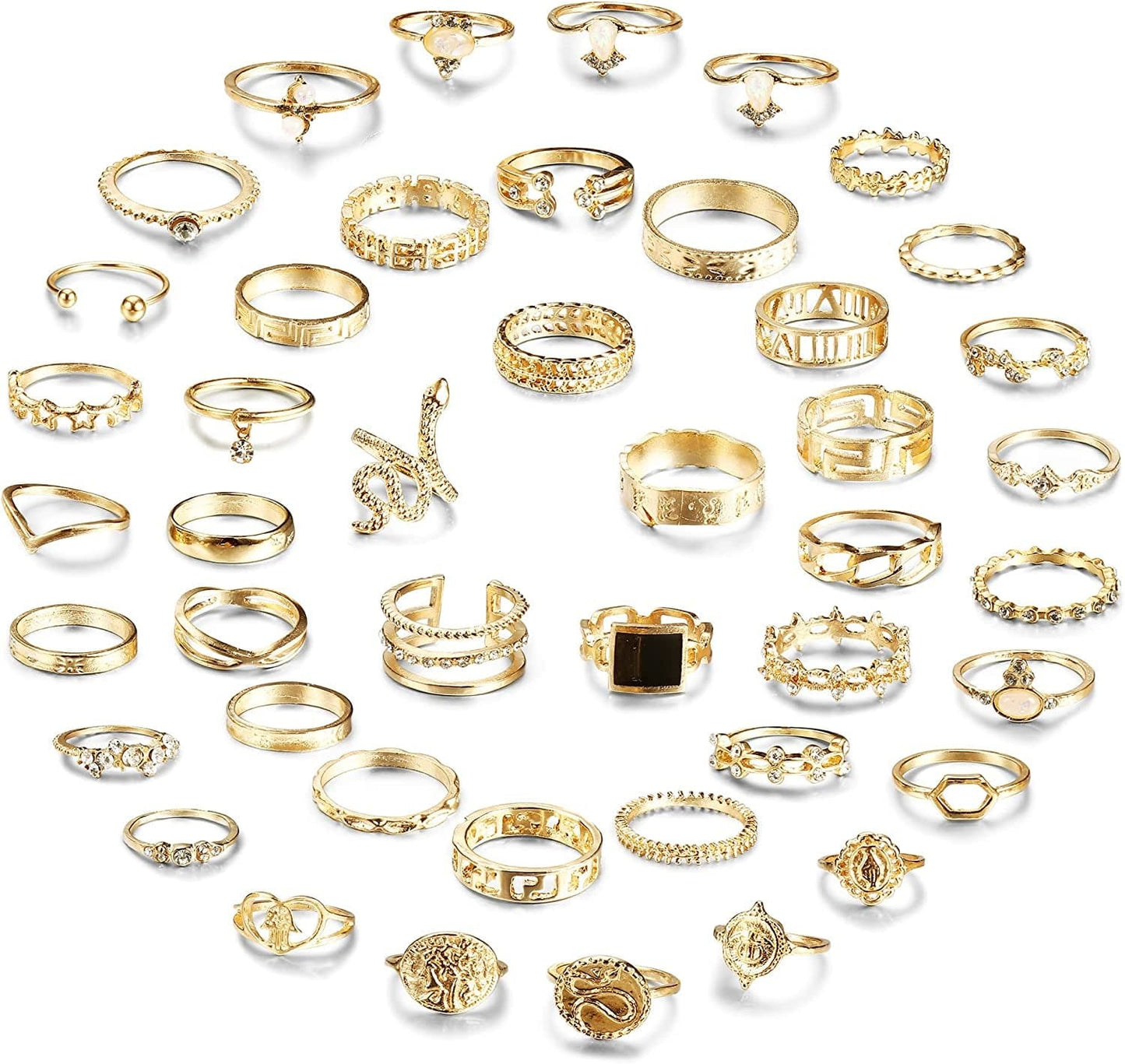 43-70PCS Knuckle Ring Set for Women Joint Stackable Midi Finger Ring Bohemian Retro Vintage Jewelry 43PCS& Gold
