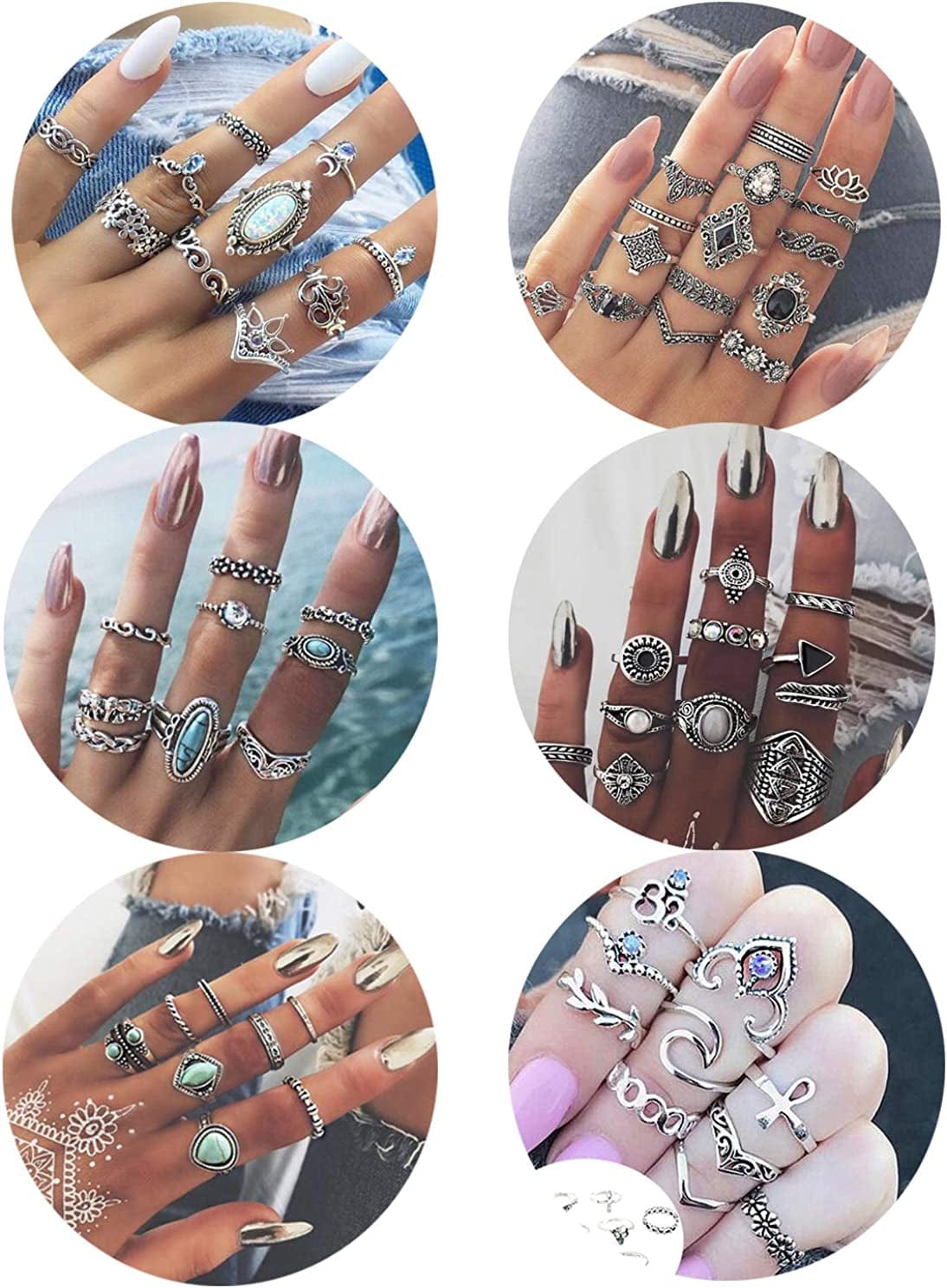 43-70PCS Knuckle Ring Set for Women Joint Stackable Midi Finger Ring Bohemian Retro Vintage Jewelry
