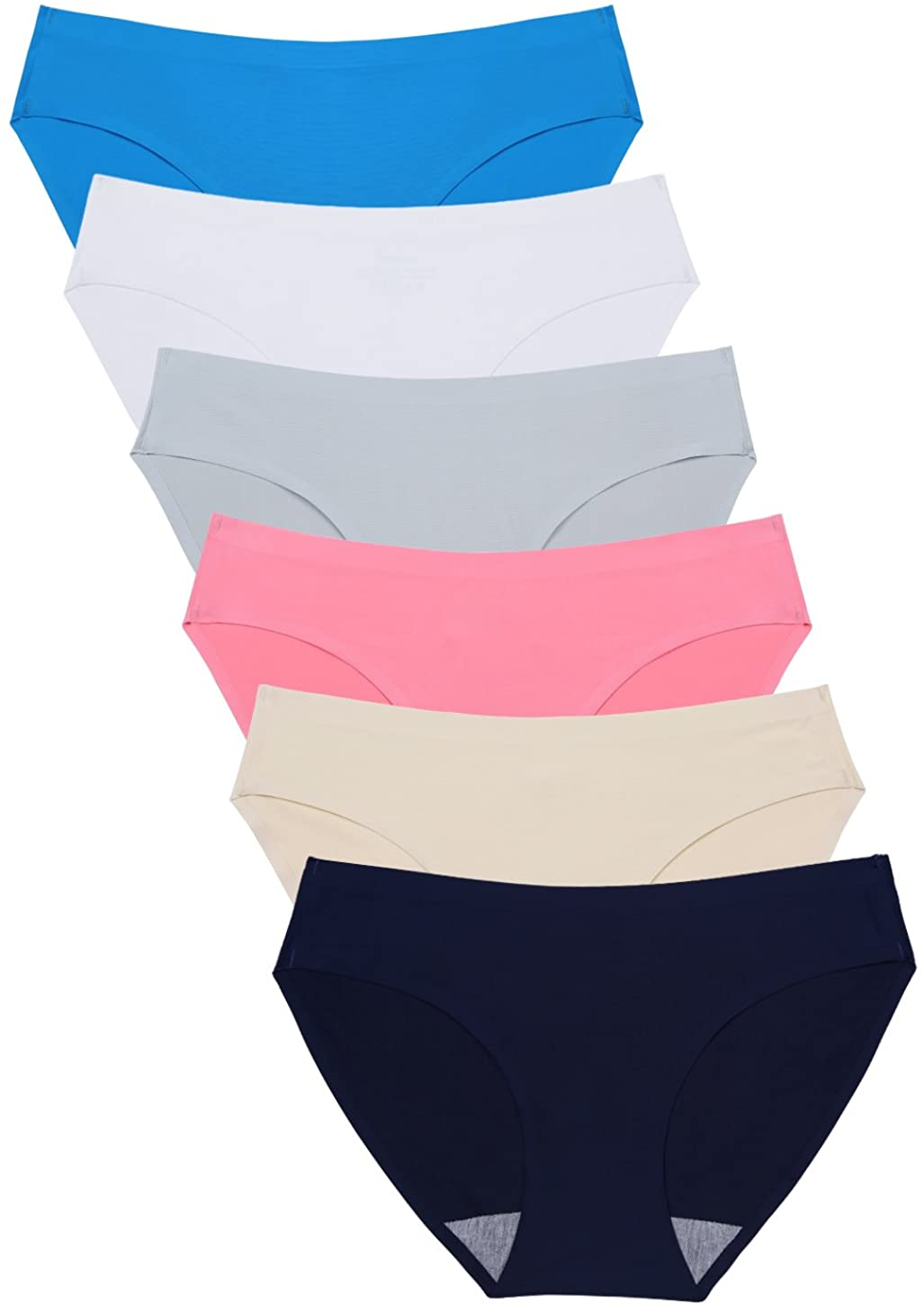 Wealurre Seamless Underwear Invisible Bikini No Show Nylon Spandex Women Panties Apparel & Accessories > Clothing > Underwear & Socks > Underwear Wealurre Bl/W/G/Wr/a/Db Medium