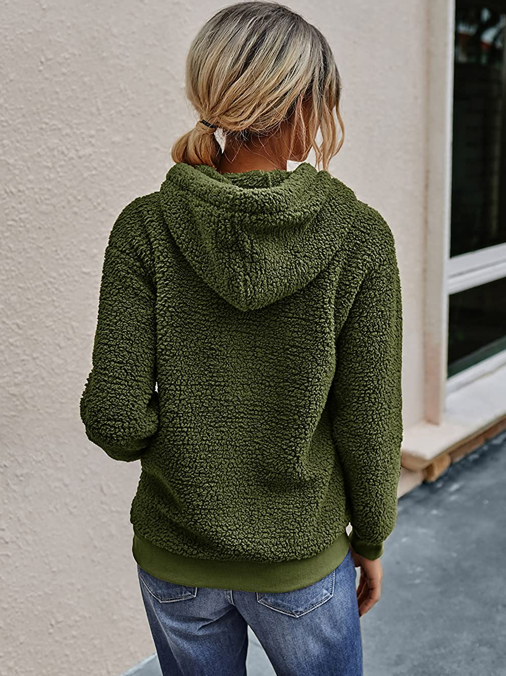 KIRUNDO Winter Women’S Fuzzy Fleece Hoodies Sweatshirts Casual Long Sleeves Shaggy Sherpa Pullover with Pockets Apparel & Accessories > Clothing > Activewear Kylie Max