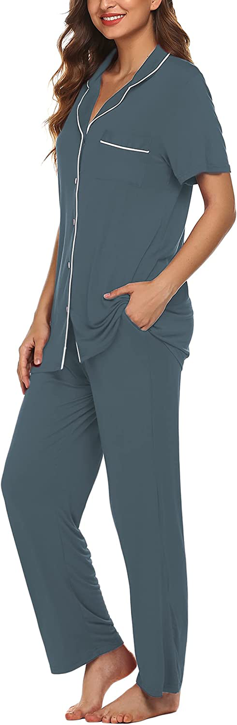 Avidlove Women Pajamas Set Notch Collar Soft Sleepwear Pjs Short Sleeve Button Down Nightwear with Long Pants Apparel & Accessories > Clothing > Sleepwear & Loungewear > Pajamas Avidlove