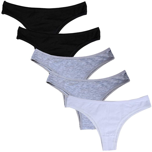 Nightaste Women'S 5-Pack Soft Cotton Tanga Panties Breathable Sport Half Back Coverage Bikini Thong Underwear Apparel & Accessories > Clothing > Underwear & Socks > Underwear Nightaste 2black/2gray/White Medium