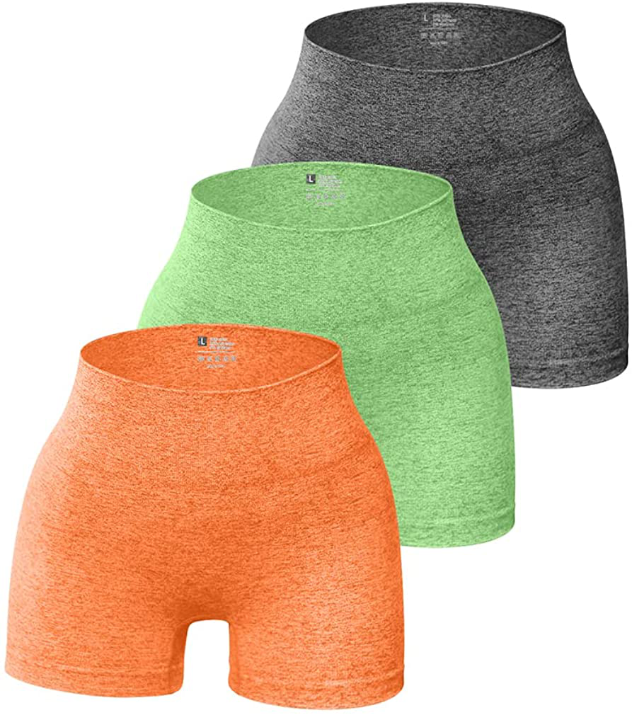 OQQ 3 Piece for Women Yoga Shorts Workout Athletic Seamless High Wasit Gym Leggings Apparel & Accessories > Clothing > Shorts Kylie Max