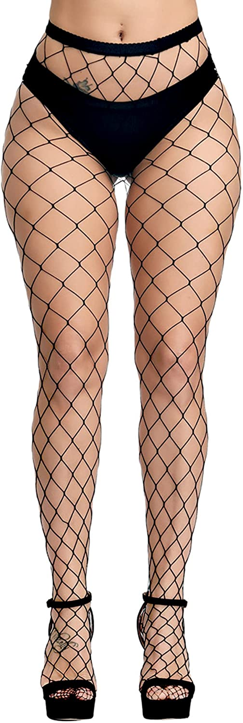 PERAMBRY Women'S Fishnet Tights High Waist Fishnet Tights Black Fishnet Stockings Mesh Fishnet Apparel & Accessories > Clothing > Underwear & Socks > Shapewear PERAMBRY Black-xl Hole