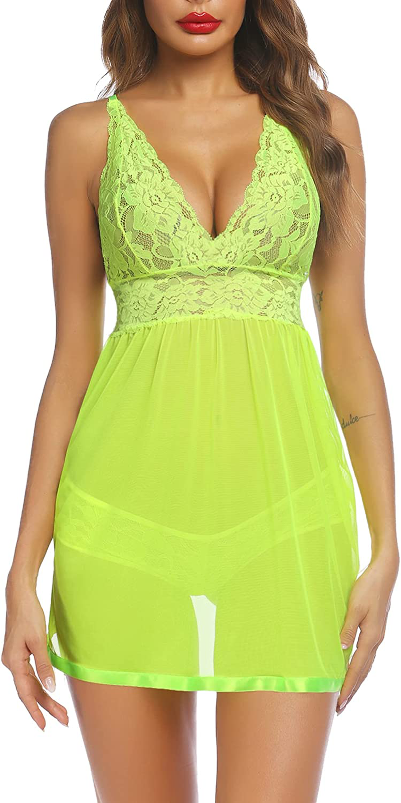 Avidlove Women Lingerie Lace Babydoll Strap Chemise Halter Teddy V Neck Sleepwear Apparel & Accessories > Clothing > Underwear & Socks > Lingerie Kylie Max