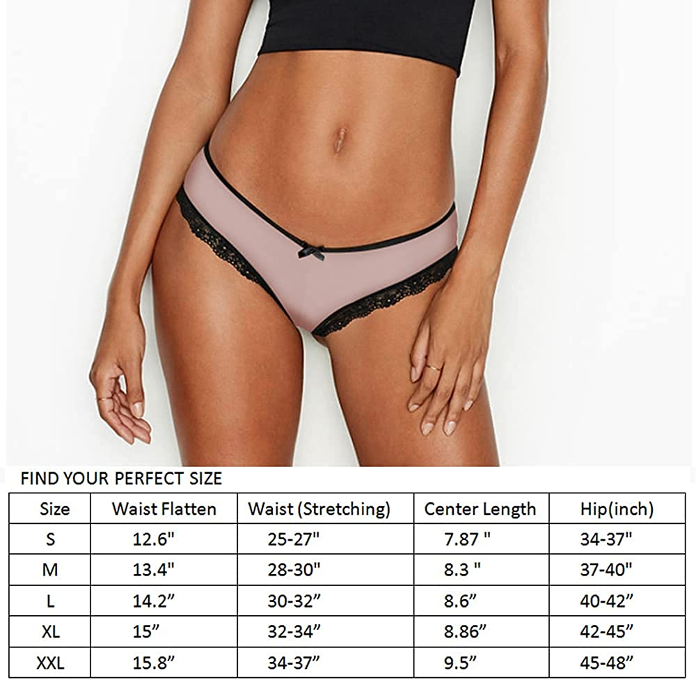 Gefyvuxrm Womens Cheeky Lingerie Underwear Lace Trim Panties Sexy Hipster 5 Pack Apparel & Accessories > Clothing > Underwear & Socks > Underwear AIDOVEI