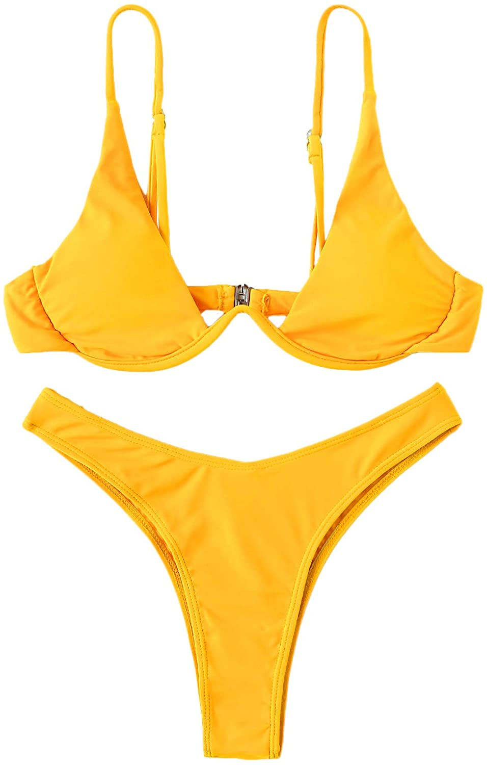 Verdusa Women'S Sexy Triangle Bathing Two Pieces Swimsuit Bikini Set Apparel & Accessories > Clothing > Underwear & Socks > Underwear Verdusa Yellow Medium