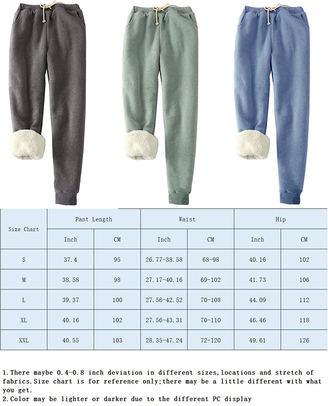 Hesayep Women'S Warm Sherpa Lined Sweatpants Drawstring Athletic Jogger Fleece Pants with Pockets Apparel & Accessories > Clothing > Activewear Kylie Max