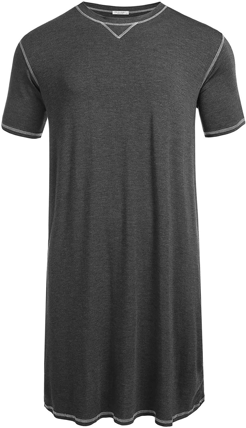 Ekouaer Mens Nightshirt Short Sleeve Nightwear Comfy Loose Night Shirts Henley Sleep Shirt Soft Sleepwear M-XXXL Apparel & Accessories > Clothing > Sleepwear & Loungewear > Nightgowns Kylie Max