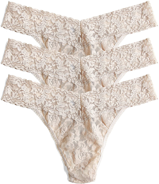 hanky panky, Signature Lace Original Rise Thong 3 Pack, One Size (4-14) Apparel & Accessories > Clothing > Underwear & Socks > Underwear hanky panky Chai One Size