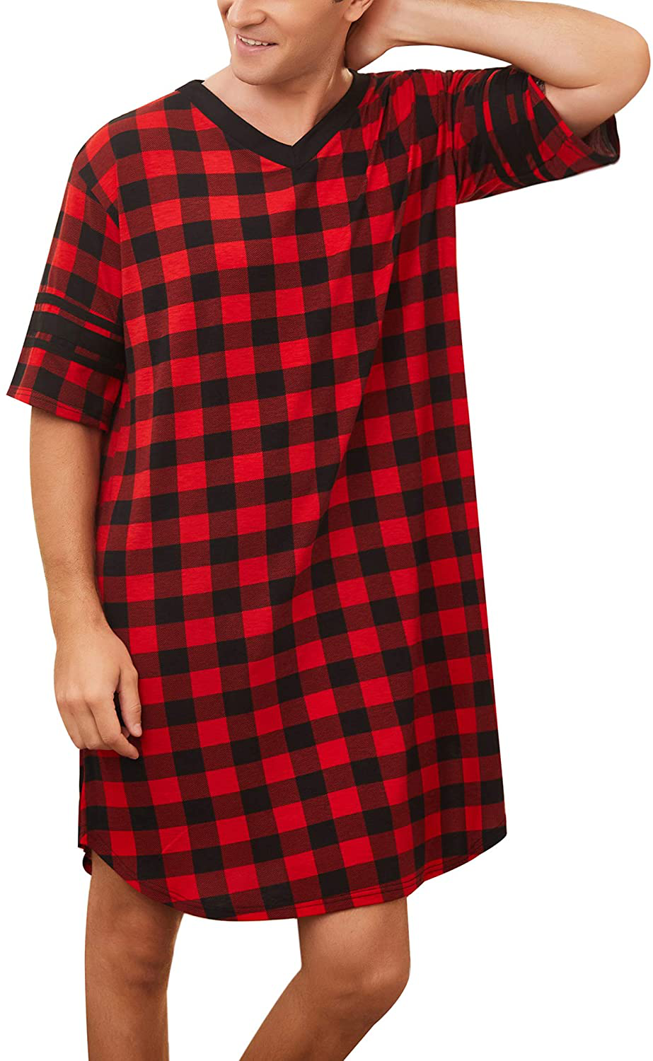 Ekouaer Men'S Nightshirt, Cotton Nightwear Comfy Big&Tall V Neck Short Sleeve Soft Loose Pajama Sleep Shirt Apparel & Accessories > Clothing > Sleepwear & Loungewear > Nightgowns Kylie Max