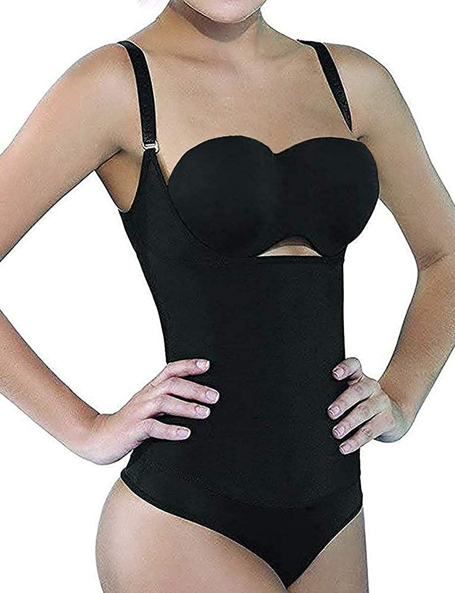 SHAPERX Women Shapewear Tummy Control Fajas Colombianas Open Bust Bodysuit Slimmer Body Shaper Apparel & Accessories > Clothing > Underwear & Socks > Shapewear SHAPERX Black XX-Large
