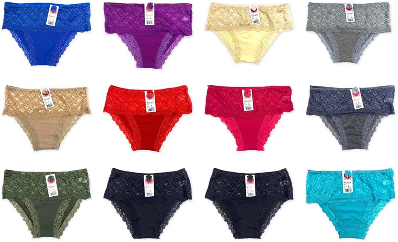 Women Lace Hip-Hugger Assorted Color Panties - Case of 144 Apparel & Accessories > Clothing > Underwear & Socks > Underwear Grace Victoria