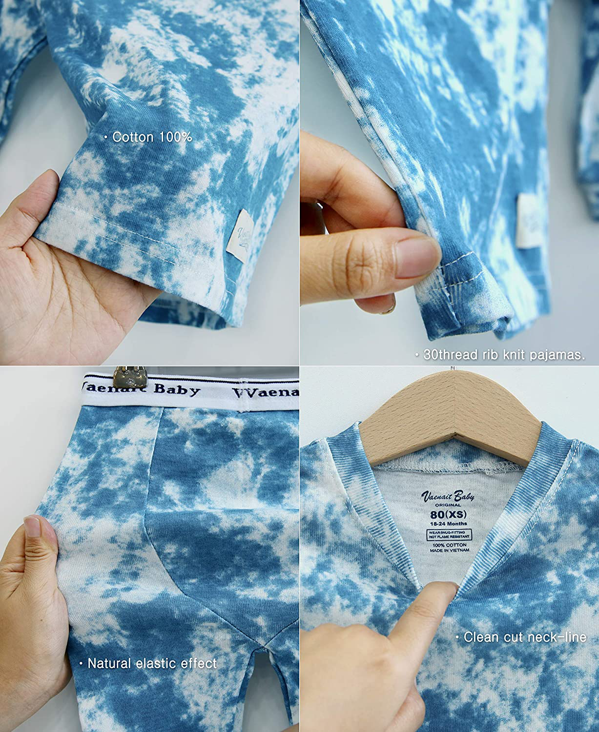 VAENAIT BABY 12M-12 Toddler Kids Boys Girls 100% Cotton Marbling Sung Fit Sleepwear Pajamas 2Pcs Pjs Set Apparel & Accessories > Clothing > Sleepwear & Loungewear > Pajamas Kylie Max