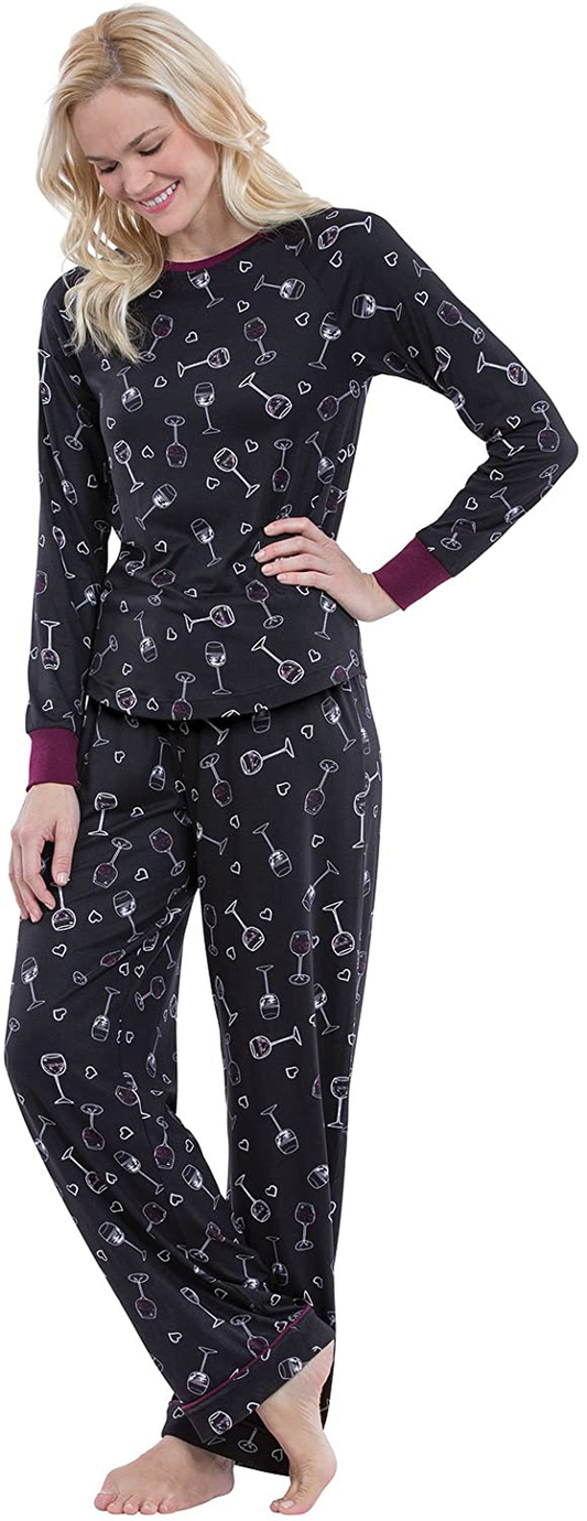 PajamaGram Womens PJs Sets Cozy - Ultra Soft Women Pajamas Apparel & Accessories > Clothing > Sleepwear & Loungewear > Pajamas PajamaGram Black Large