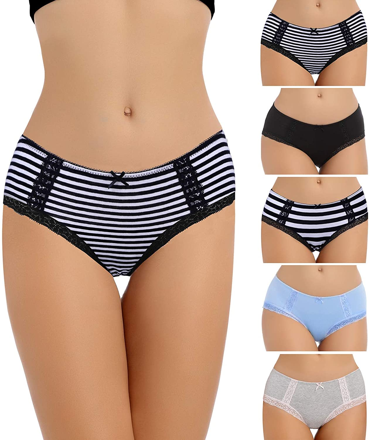 VOOKIIMO Soft Cotton Hipster Panties Womens Underwear Apparel & Accessories > Clothing > Underwear & Socks > Underwear VOOKIIMO Assorted of Grey F Small