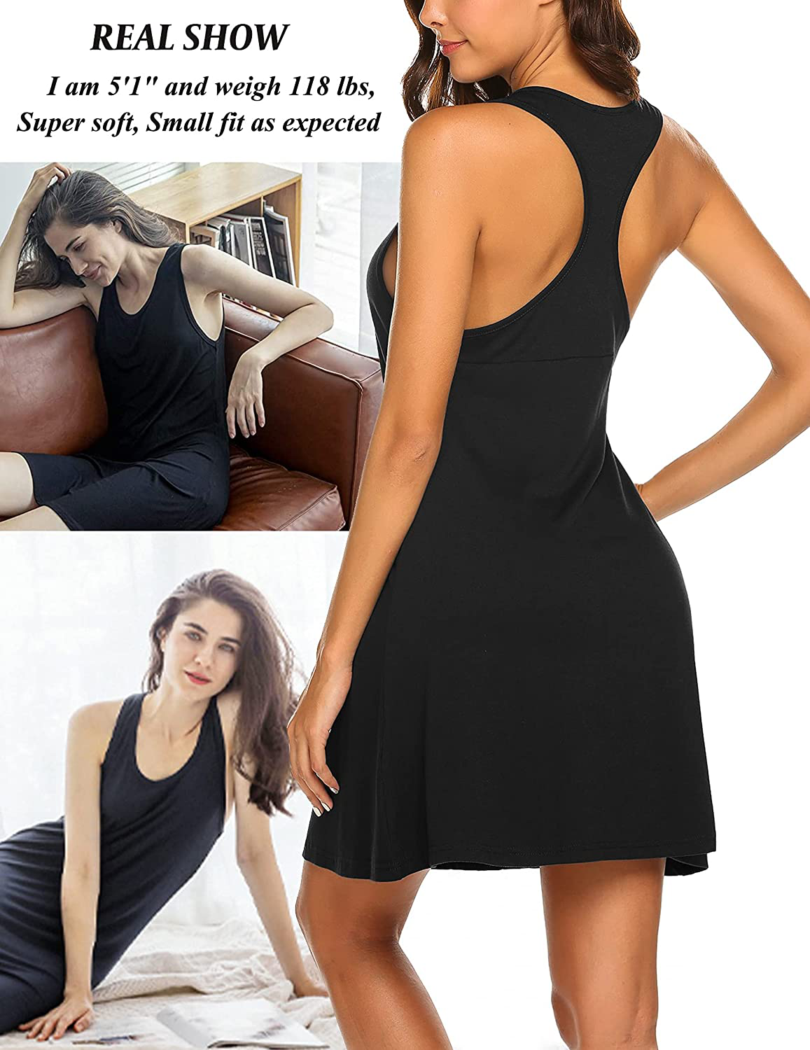 Avidlove Sleepwear for Women Tank Nightgown Chemise Racerback Sleeveless Sleep Dress Apparel & Accessories > Clothing > Sleepwear & Loungewear > Nightgowns Kylie Max